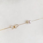 Load image into Gallery viewer, 14K GOLD BOW HEART PEARL BRACELET