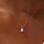 Load image into Gallery viewer, 14K GOLD CUSHION SHAPED SOLITAIRE MOISSANITE DIAMOND PENDANT NECKLACE