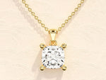 Load image into Gallery viewer, 14K GOLD CUSHION SHAPED SOLITAIRE MOISSANITE DIAMOND PENDANT NECKLACE