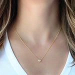 Load image into Gallery viewer, 14K GOLD DAINTY BEZEL SET MOISSANITE DIAMOND SOLITAIRE ON BAIL NECKLACE