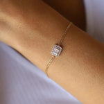 Load image into Gallery viewer, 14K GOLD DOUBLE LINK WRISTBAND LAYERING DIAMOND SOLID GOLD BRACELET