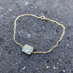 Load image into Gallery viewer, 14K GOLD DOUBLE LINK WRISTBAND LAYERING DIAMOND SOLID GOLD BRACELET