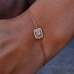 Load image into Gallery viewer, 14K GOLD DOUBLE LINK WRISTBAND LAYERING DIAMOND SOLID GOLD BRACELET