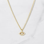 Load image into Gallery viewer, 14K GOLD MOISSANITE DIAMOND EVIL EYE CHARM NECKLACE