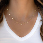 Load image into Gallery viewer, 14K GOLD OPAL AND MOISSANITE DIAMOND STATION CHARM NECKLACE