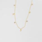 Load image into Gallery viewer, 14K GOLD OPAL AND MOISSANITE DIAMOND STATION CHARM NECKLACE