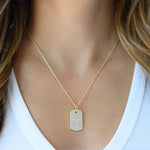 Load image into Gallery viewer, 14K GOLD PAVE SET DOG TAG MEDALLION MOISSANITE DIAMOND PENDANT NECKLACE