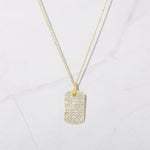 Load image into Gallery viewer, 14K GOLD PAVE SET DOG TAG MEDALLION MOISSANITE DIAMOND PENDANT NECKLACE