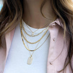 Load image into Gallery viewer, 14K GOLD PAVE SET DOG TAG MEDALLION MOISSANITE DIAMOND PENDANT NECKLACE