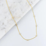 Load image into Gallery viewer, 14K GOLD ROUND SHAPED MOISSANITE DIAMOND BEADED BY STATION NECKLACE