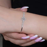 Load image into Gallery viewer, 14K SOLID GOLD BAGUETTE/ROUNDDIAMOND HALO BRACELET