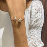 Load image into Gallery viewer, 14K SOLID GOLD BOW KNOT CUFF BANGLE BRACELET