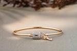 Load image into Gallery viewer, 14K SOLID GOLD LOCK AND KEY CHARM BANGLE BRACELET