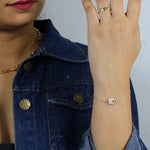 Load image into Gallery viewer, 14K SOLID GOLD LOCK STYLE CHARM BRACELET