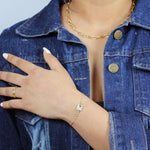 Load image into Gallery viewer, 14K SOLID GOLD LOCK STYLE CHARM BRACELET