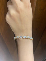 Load image into Gallery viewer, 14K SOLID GOLD PEAR AND MARQUISE SHAPED DIAMOND CUFF BRACELET