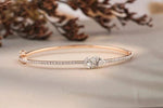 Load image into Gallery viewer, 14K SOLID GOLD PEAR AND ROUND DIAMOND BANGLE BRACELET