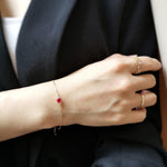 Load image into Gallery viewer, 14K YELLOW GOLD OVAL RUBY DAINTY BRACELET