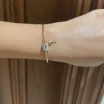 Load image into Gallery viewer, 14K SOLID GOLD LOCK AND KEY CHARM BANGLE BRACELET