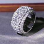 Load image into Gallery viewer, 18K WHITE GOLD S925 WIDE SPINNING BRILLIANT 4 BAND MOISSANITE GENUINE REAL RING