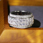 Load image into Gallery viewer, 18K WHITE GOLD S925 WIDE SPINNING BRILLIANT 4 BAND MOISSANITE GENUINE REAL RING