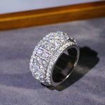 Load image into Gallery viewer, 18K WHITE GOLD S925 WIDE SPINNING BRILLIANT 4 BAND MOISSANITE GENUINE REAL RING
