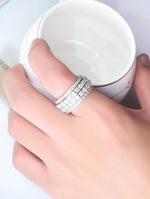 Load image into Gallery viewer, 18K WHITE GOLD S925 WIDE SPINNING BRILLIANT 4 BAND MOISSANITE GENUINE REAL RING