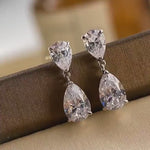 Load image into Gallery viewer, 3.00 TCW PEAR CUT MOISSANITE DROP EARRING