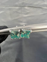 Load image into Gallery viewer, 2.00 TCW PRINCESS CUT GREEN MOISSANITE STUD EARRING