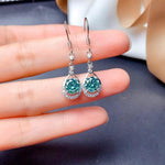 Load image into Gallery viewer, 2.00 TCW ROUND CUT GREEN MOISSANITE HOOP EARRING