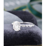 Load image into Gallery viewer, 2.00CT OVAL CUT WHITE GOLD HALF ETERNITY MARQUSIE OPAL CURVED MOISSANITE ENGAGEMENT RING SET