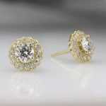 Load image into Gallery viewer, 2.32 TCW ROUND CUT MOISSANITE MILGRAIN HALO STUD EARRING