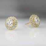 Load image into Gallery viewer, 2.32 TCW ROUND CUT MOISSANITE MILGRAIN HALO STUD EARRING