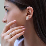 Load image into Gallery viewer, 2.32 TCW ROUND CUT MOISSANITE MILGRAIN HALO STUD EARRING