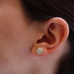 Load image into Gallery viewer, 2.32 TCW ROUND CUT MOISSANITE MILGRAIN HALO STUD EARRING