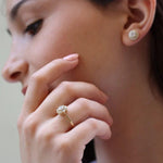 Load image into Gallery viewer, 2.32 TCW ROUND CUT MOISSANITE MILGRAIN HALO STUD EARRING