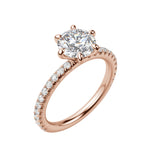 Load image into Gallery viewer, LYRE ACCENTED ROUND CUT MOISSANITE ENGAGEMENT RING