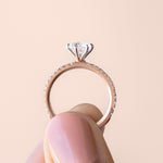 Load image into Gallery viewer, LYRE ACCENTED ROUND CUT MOISSANITE ENGAGEMENT RING