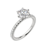 Load image into Gallery viewer, LYRE ACCENTED ROUND CUT MOISSANITE ENGAGEMENT RING