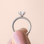 Load image into Gallery viewer, LYRE ACCENTED ROUND CUT MOISSANITE ENGAGEMENT RING