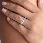 Load image into Gallery viewer, LYRE ACCENTED PRINCESS CUT MOISSANITE ENGAGEMENT RING
