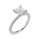 Load image into Gallery viewer, LYRE ACCENTED PRINCESS CUT MOISSANITE ENGAGEMENT RING