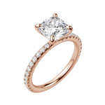 Load image into Gallery viewer, LYRE ACCENTED CUSHION CUT MOISSANITE ENGAGEMENT RING
