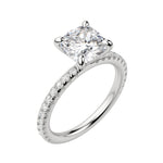 Load image into Gallery viewer, LYRE ACCENTED CUSHION CUT MOISSANITE ENGAGEMENT RING