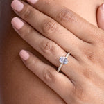 Load image into Gallery viewer, LYRE ACCENTED OVAL CUT MOISSANITE ENGAGEMENT RING