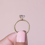 Load image into Gallery viewer, LYRE ACCENTED OVAL CUT MOISSANITE ENGAGEMENT RING