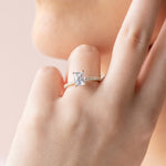 Load image into Gallery viewer, LYRE ACCENTED RADIANT CUT MOISSANITE ENGAGEMENT RING