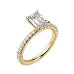Load image into Gallery viewer, LYRE ACCENTED EMERALD CUT MOISSANITE ENGAGEMENT RING