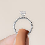 Load image into Gallery viewer, LYRE ACCENTED EMERALD CUT MOISSANITE ENGAGEMENT RING