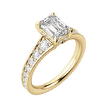 Load image into Gallery viewer, IRIS BOLD EMERALD CUT MOISSANITE ENGAGEMENT RING